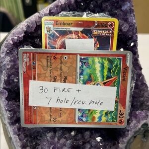Pokémon TCG Lot of 30 Fire Type Cards - Guaranteed 7 extra Holo/Reverse-Holo